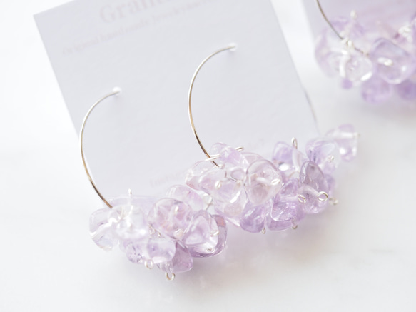 ラベンダーアメジストピアス Labender Amethyst earrings  P0047 3枚目の画像