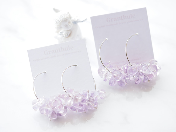 ラベンダーアメジストピアス Labender Amethyst earrings  P0047 4枚目の画像