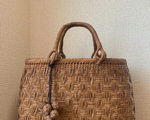 山葡萄 山葡萄籠バッグ 手作り 山葡萄かごバッグ 亀甲編み 内布