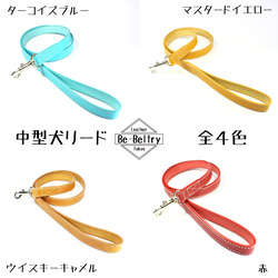 【送料無料】本革リード＜中型犬＞リード長さ選択可（～１３０ｃｍ）レザー カフェリード 青 赤 黄 キャメル色 2枚目の画像