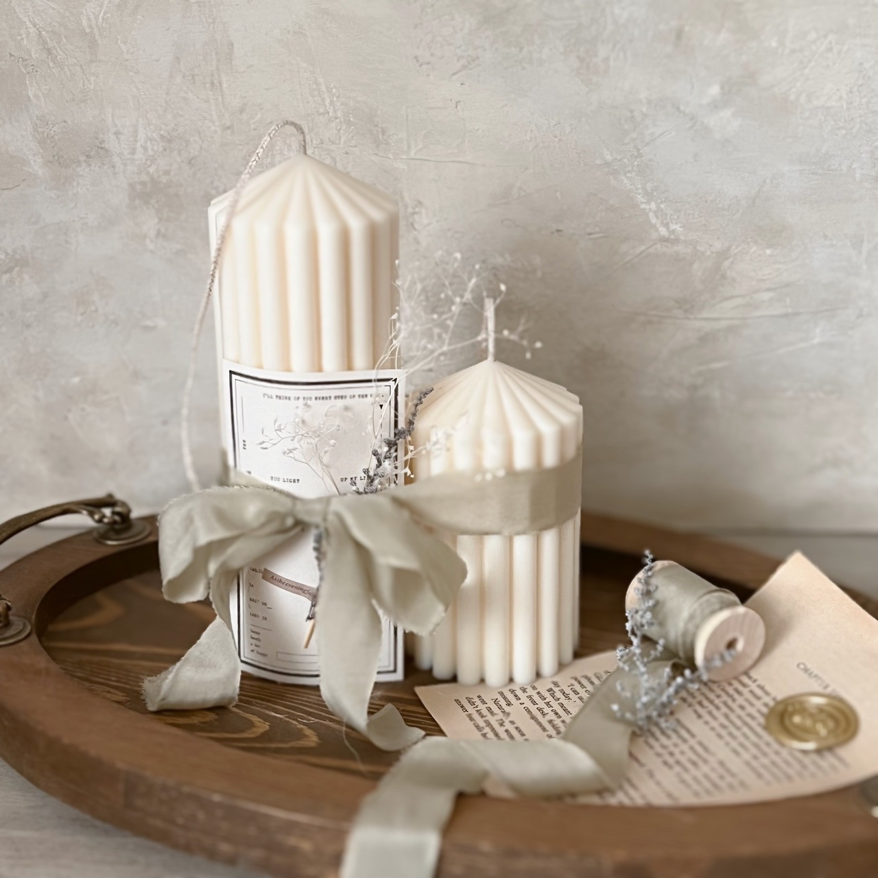 特集掲載 シルクリボンのキャンドル ウェルカムスペース　結婚祝い ウエディング 装飾　ブライダル