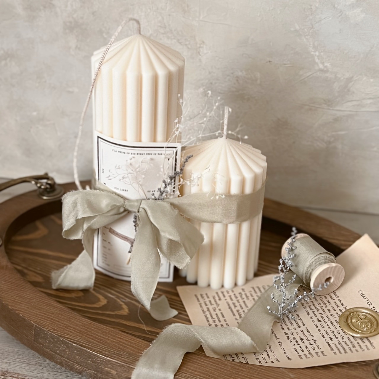 特集掲載 シルクリボンのキャンドル ウェルカムスペース　結婚祝い ウエディング 装飾　ブライダル