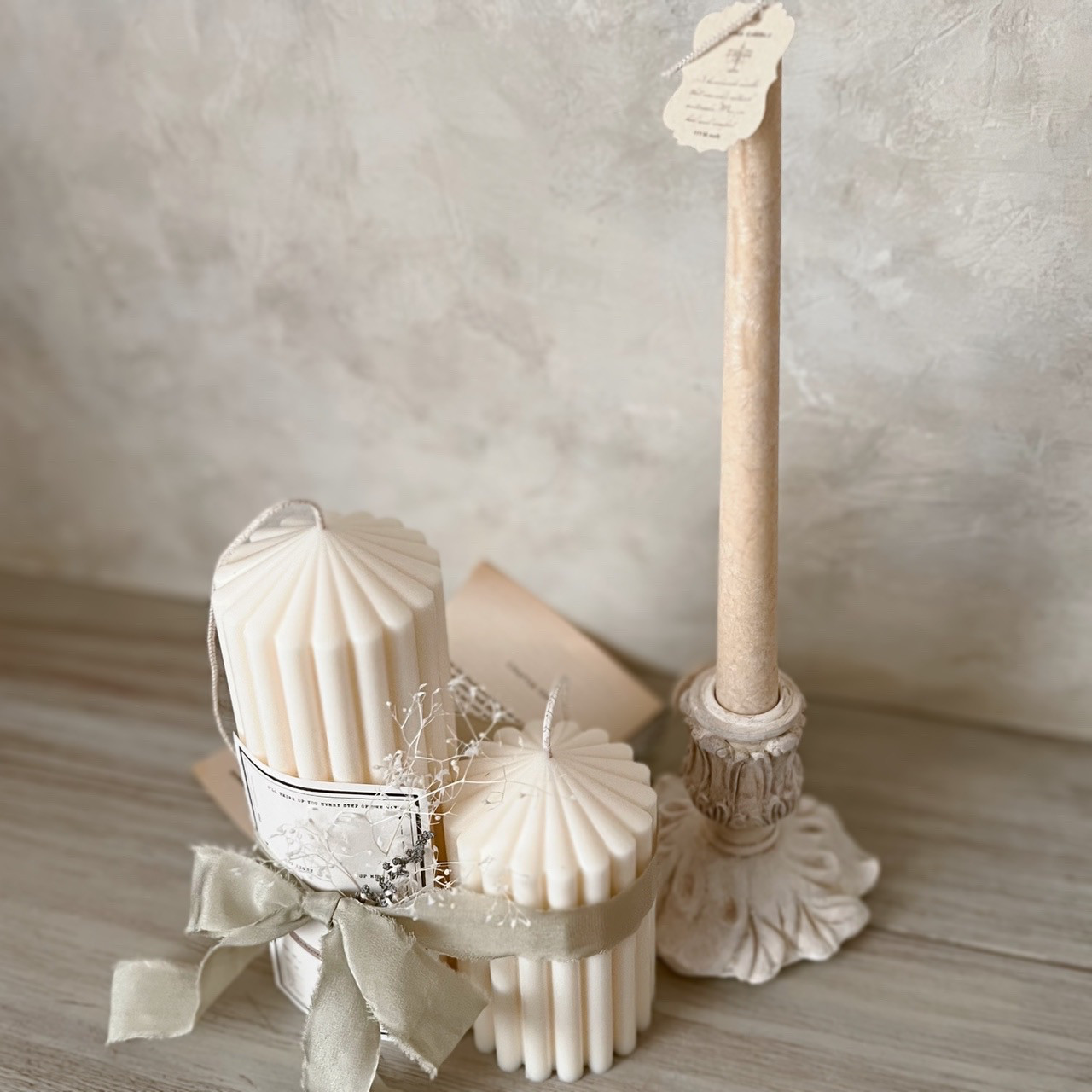 特集掲載 シルクリボンのキャンドル ウェルカムスペース　結婚祝い ウエディング 装飾　ブライダル