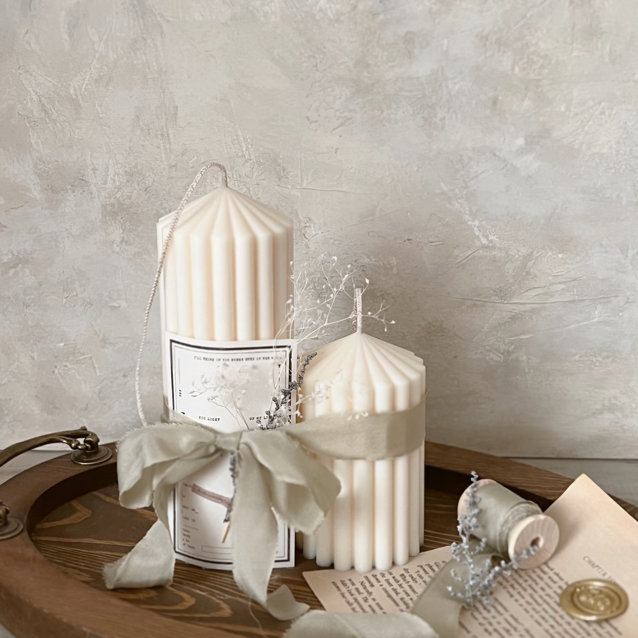 特集掲載 シルクリボンのキャンドル ウェルカムスペース　結婚祝い ウエディング 装飾　ブライダル