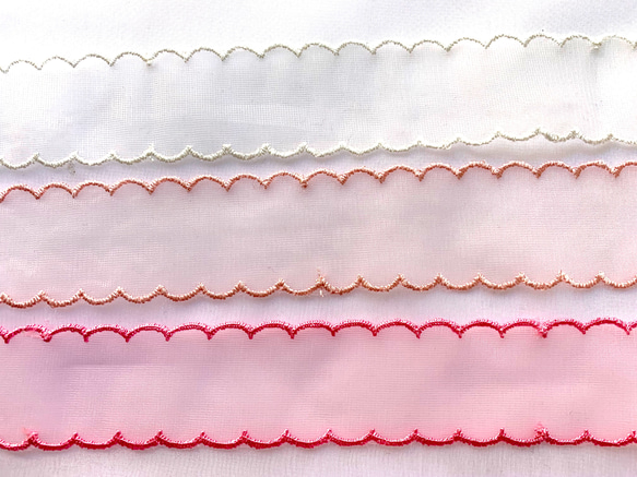 レースリボン  ピンク＆ホワイト＆チェリーピンク＆ブルー＆パープル　40ｍｍ　2ｍ 2枚目の画像