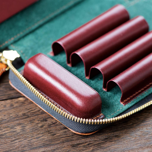 【美品・カラーオーダー品】 革小物yoshii オーダー万年筆ケース（4本差し） 12ae56a0e78fae3d33e25fd612cf7a