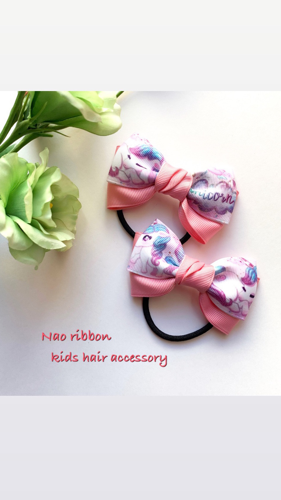 たらりんリボン 熊柄 ヘアゴム ファー ハンドメイド キッズリボン ゆめかわ