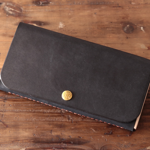 現品販売＊4月閉店○ｼﾝﾌﾟﾙｽﾘﾑ長財布2背面ポケット付きブラック【大