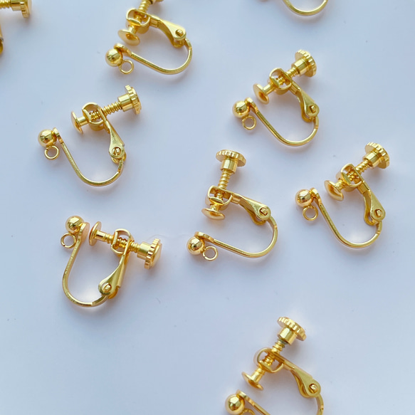 《316サージカルステンレス》10個5ペア　　金属アレルギー対応　イヤリング　ネジバネ　18Kゴールド/シルバー 　 1枚目の画像