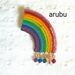 再販24】『10周年記念・Creema限定作品』10色の虹ブローチ送料無料