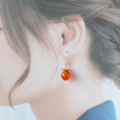 お得な上に送料無料]ミニトマトなカーネリアンのアクセサリーSet