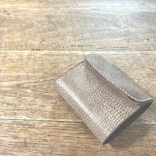 【 イタリアンレザー 】 ミニ財布 （ グレー ）【ハンドメイド】 イタリアンレザー ミニ財布（グレー）