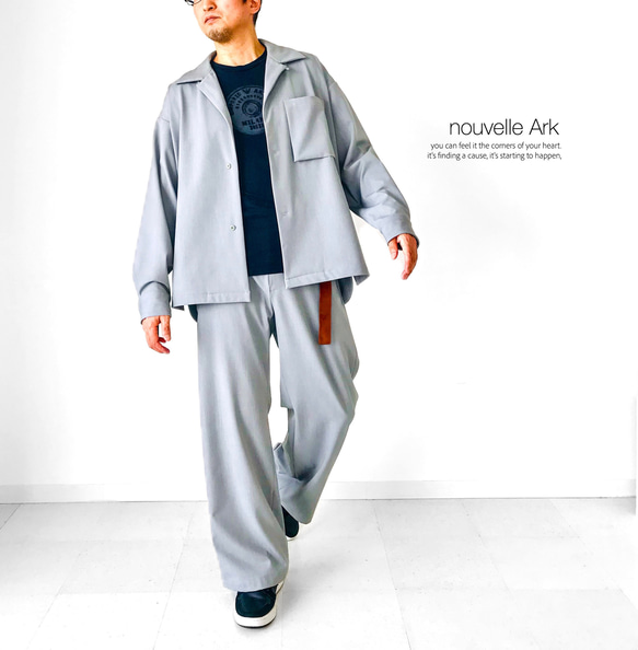 メンズ【men's】《セットアップ》TR素材 ビッグシルエット 開襟