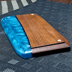 [舒適地歡迎顧客的木質樹脂現金托盤] Elcela wooden Elcela blue 第3張的照片