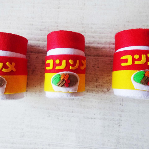 完成品】フェルト ままごと スーパーマーケット 調味料① 8種セット