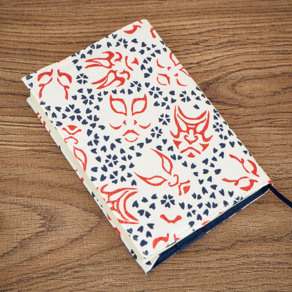 文庫本】ゴムバンド栞付ブックカバー 手帳カバー☆歌舞伎☆隈取☆和柄