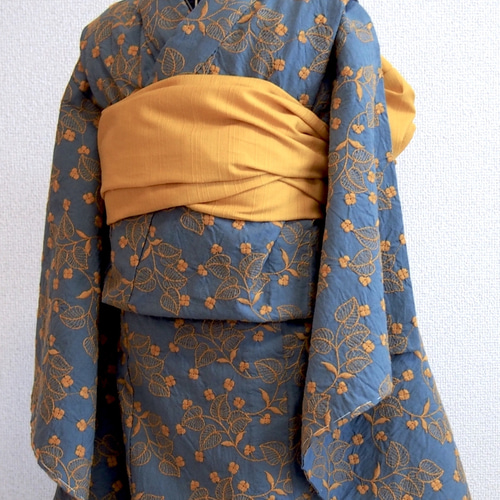 割り引き中☆ふりふ 浴衣と黄色の帯つき 分厚