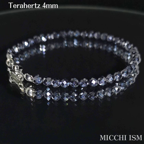 セレブ 流行り テラヘルツ鉱石 キラキラ メンズアンクレット 4mm玉健康