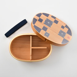 木製わっぱ小判型弁当箱ICHIMATSU~市松~ 2枚目の画像