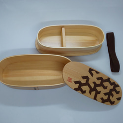 木製わっぱ二段スリム弁当箱KUMIGOUSHI~組格子~ 2枚目の画像
