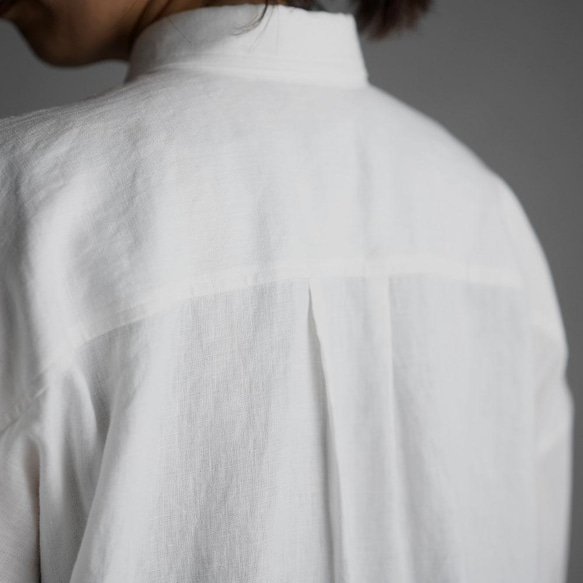 【wafu】Linen Oversized Shirt　ビックシルエット シャツ / ホワイト t021a-wht1 8枚目の画像
