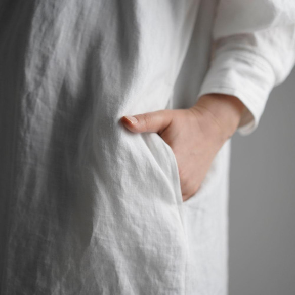 【wafu】Linen Oversized Shirt　ビックシルエット シャツ / ホワイト t021a-wht1 10枚目の画像