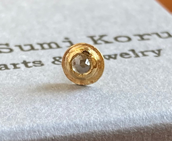 ◇玫瑰切割天然鑽石純金耳環 ◇K24純金+鑽石（一隻耳朵） 第1張的照片