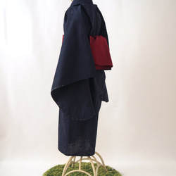 こども浴衣S／魔女の宅急便カラー／紺ネイビー刺繍／木綿(コットン)／子供着物／一つ身／園児〜小学生 12枚目の画像
