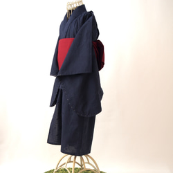 こども浴衣S／魔女の宅急便カラー／紺ネイビー刺繍／木綿(コットン)／子供着物／一つ身／園児〜小学生 7枚目の画像