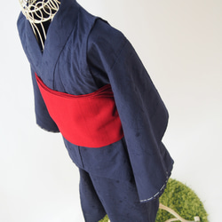 こども浴衣S／魔女の宅急便カラー／紺ネイビー刺繍／木綿(コットン)／子供着物／一つ身／園児〜小学生 2枚目の画像