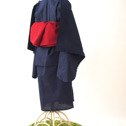 こども浴衣S／魔女の宅急便カラー／紺ネイビー刺繍／木綿(コットン)／子供着物／一つ身／園児〜小学生 10枚目の画像