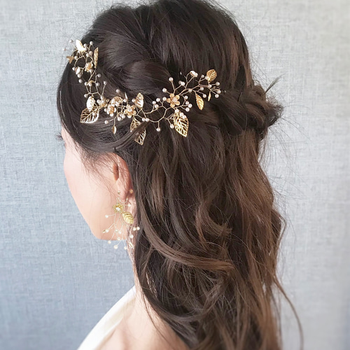 ◎ヘッドドレスとピアス（イヤリング）セット『花と小枝』数量