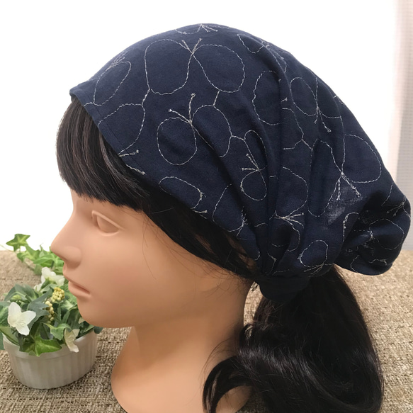 割引価格 ヘアバンドタイプの三角巾（ちょうちょ刺繍）大人／子どもサイズ エプロン・三角巾