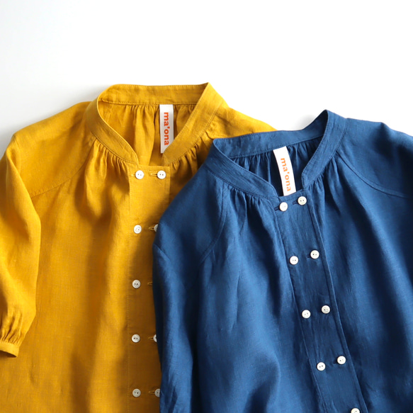 cook P blouse (white/mustard/blue) 6枚目の画像
