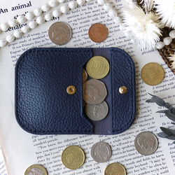 イタリア革のコインケース/小銭入れ／ネイビー 6枚目の画像