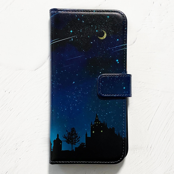 Starry Midnight Town 筆記本型 iPhone 手機殼 智能手機殼 兼容所有型號 Moon iPhone13 第2張的照片