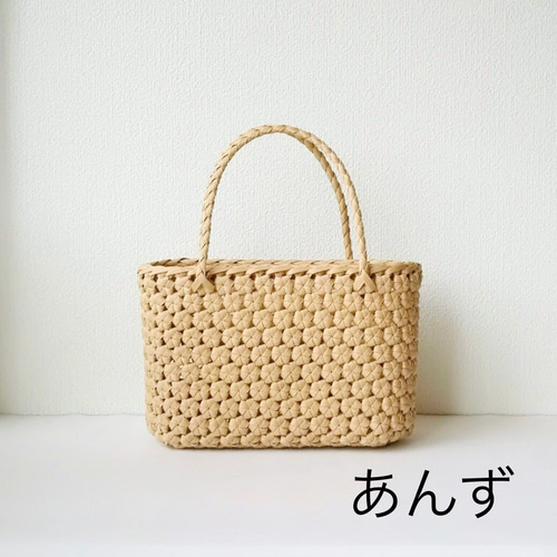 色選べます】A4 花結び編みバッグ【受注製作】 かごバッグ S・K