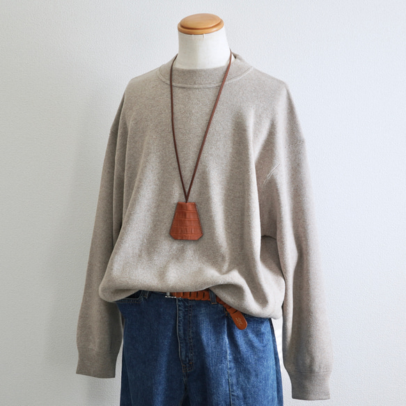 Clochette necklace / クロシェット クロコエンボス ブラウン キーケース キーストラップ 9枚目の画像