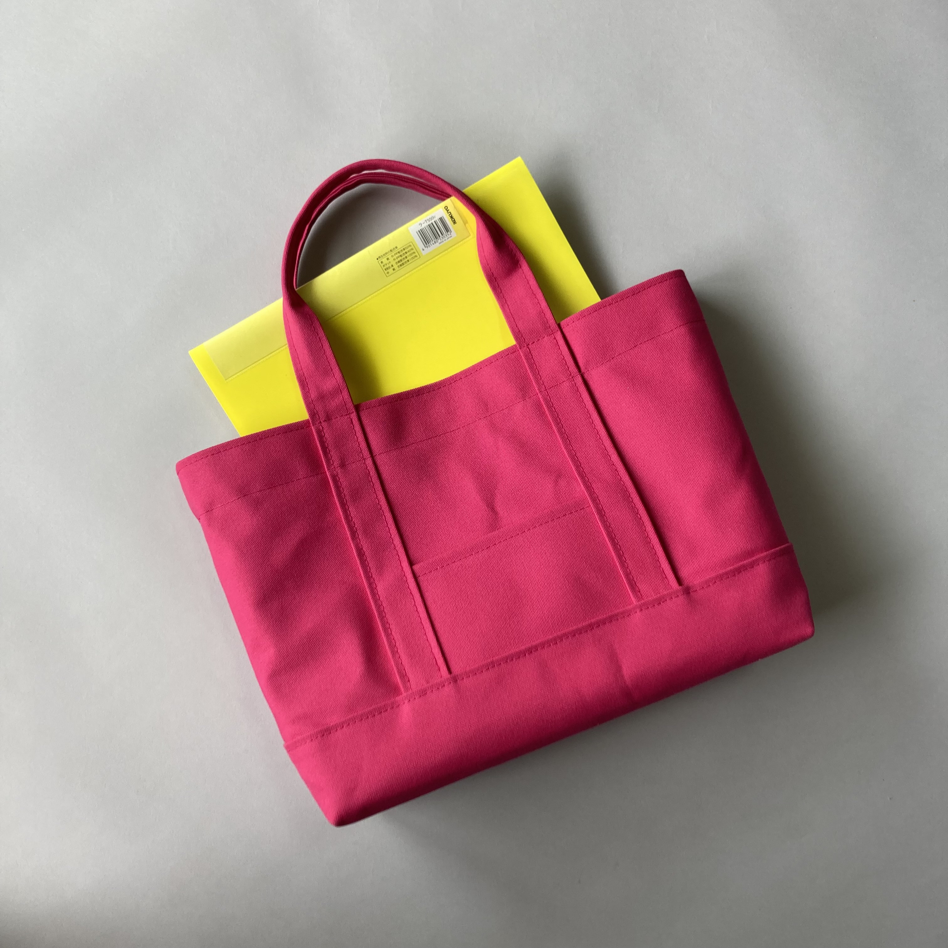 (ML)肩がけできるかるいトートバッグ 「 ALL~typeⅡ~ 」（ ショッキングピンク×ライトグレー ）