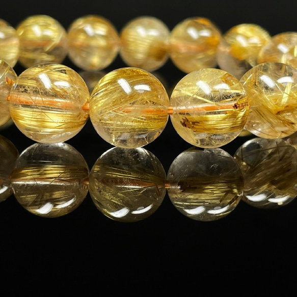 特価品 現品一点物 ゴールド タイチンルチル ブレスレット 金針水晶 １２ミリ ４３ｇ ＴＫＲ３２ 最強天然石 11枚目の画像
