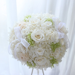 ウェディングブーケ・白グリーン☆プリザーブドフラワー 前撮り フォト