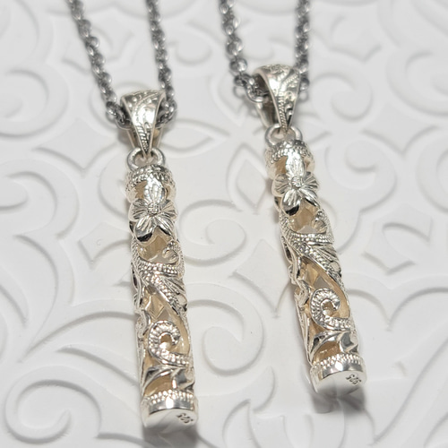 ペア 爆発的 人気の 透かし 彫り 白仕上げシルバー ハワイアン  