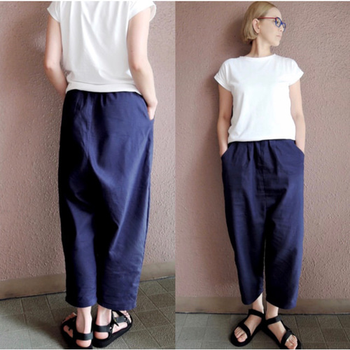リネンのもんぺ きなり ロングパンツ nuuMonpe 通販 8907342