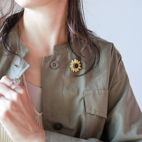 2wayブローチ&ネックレス 大きなひまわり:アレルギー対応