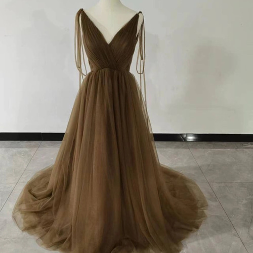 送料無料！美品！ ブラウンカラードレス 前撮り 結婚式ドレス 2次会