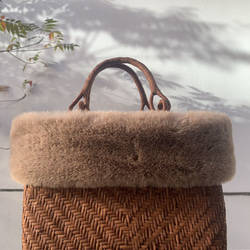 秋冬】山葡萄かごバッグ 手作り 立体花 内布あり 和服バッグ ゆかた