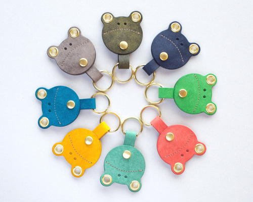 カエルのキーホルダー『ケロケロキャンディ』｜本革 レザーキーリング