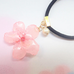 本物のお花✕コットンパール　櫻美人　ヘアゴム 3枚目の画像
