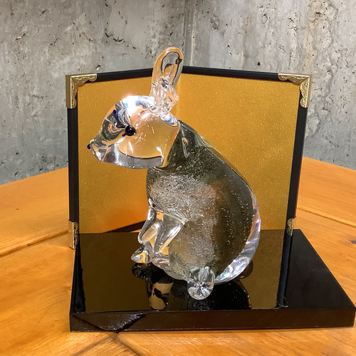 手作りガラス 干支〈兎〉 台座・屏風付き！ その他置物 小樽 ilponte