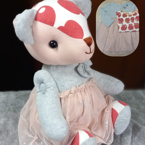 受注制作] 思い出服のリメイクテディベア ぬいぐるみ mikke-bear